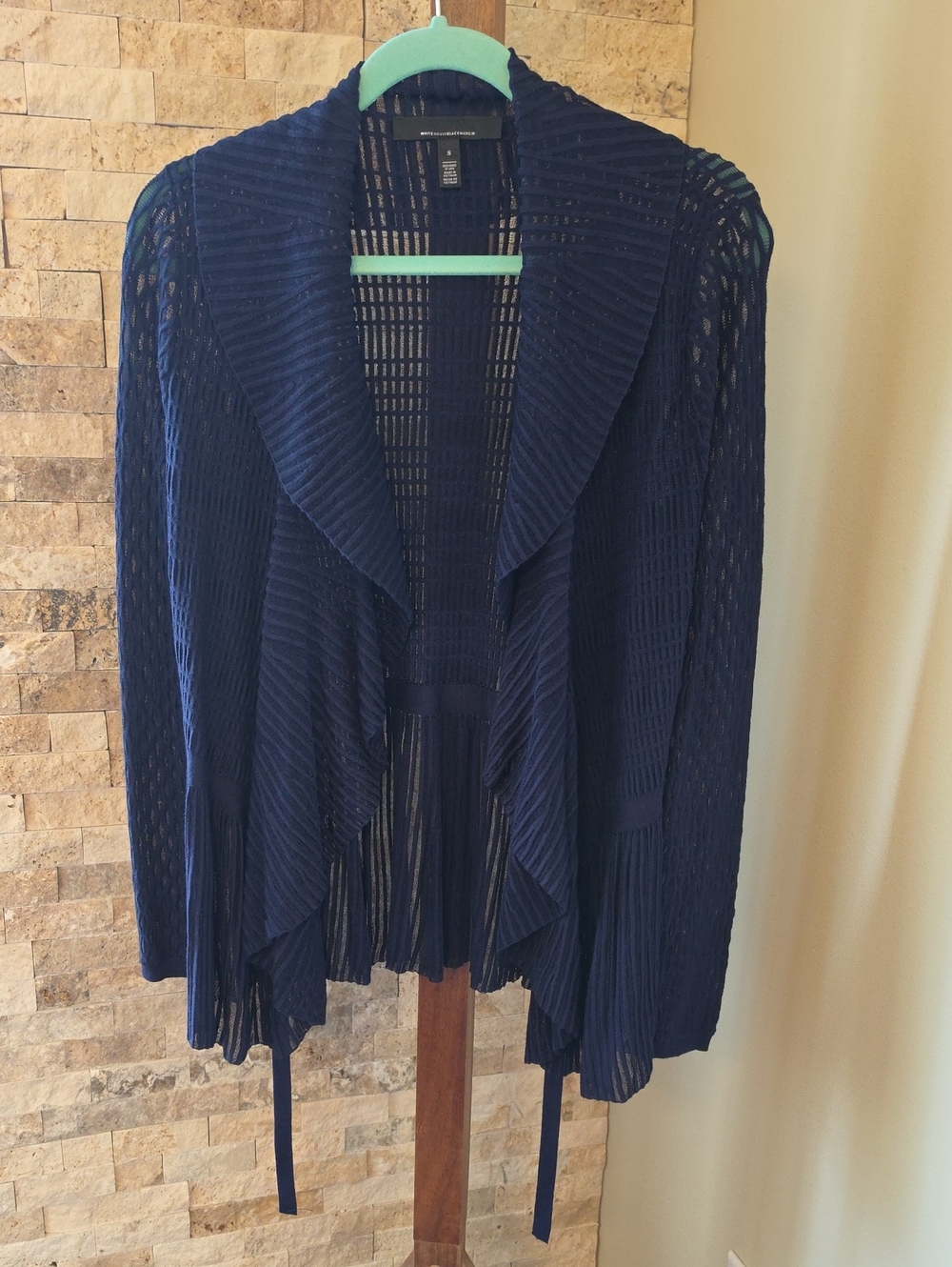 White House Black Market Navy Open-Front Draped Cardigan